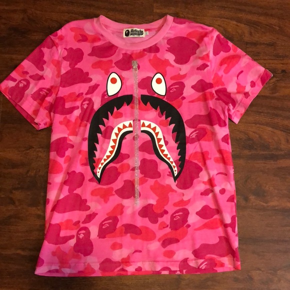 pink camo bape shirt